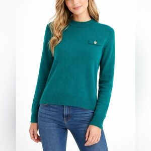 Lord Isaacs Vintage 80s Wool Angora Sweater | Green Blue | Gold Buttons | Medium